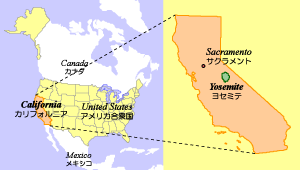 Location of Yosemite National Park / ���Z�~�e���������̏ꏊ